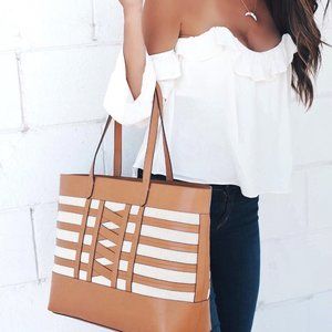 Stella & Dot Large Valencia Tote + Leather Tassel